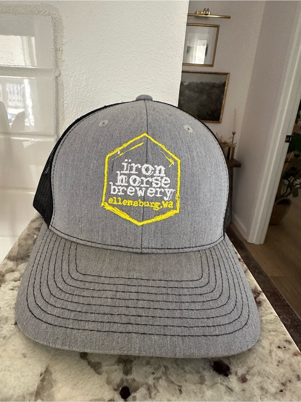 Iron Horse Brewery Gray and Yellow Logo Trucker Hat